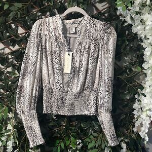 Rachel Zoe Black and White Animal Print Blouse